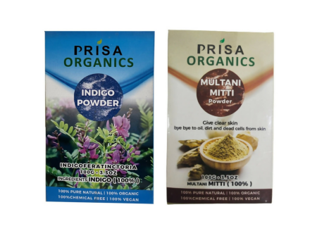 Prisa Organics Natural Indigo Powder and Multani Mitti Powder Combo on Sale