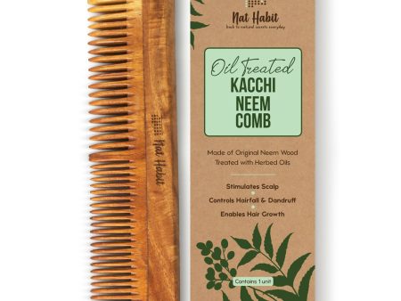 Nat Habit Kacchi Neem Wooden Comb - Soaked In 13 Herbs, Neem & Sesame Oil For Multi-Actions Online now