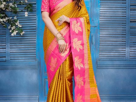 NOZ2TOZ Women Party Wear Aura Silk Saree with Unstitched Blouse - Mustard Online now