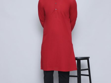 Even Apparels Men s Pure Cotton Maroon Kurta Supply