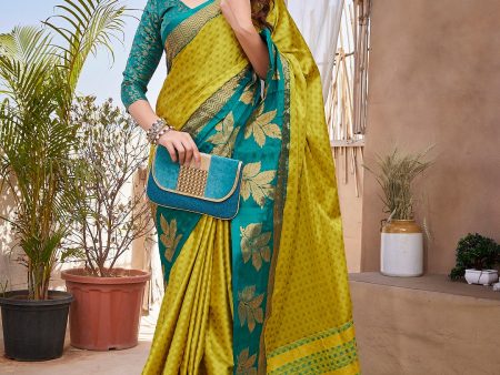 NOZ2TOZ Women Party Wear Aura Silk Saree with Unstitched Blouse - Light Green Online now