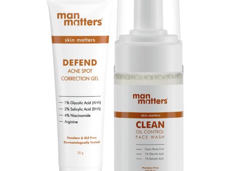 Man Matters 1% Salicylic Acid Oil Control Face Wash And 2% Salicylic Acid Defend Acne Spot Correction Gel For Men Fashion