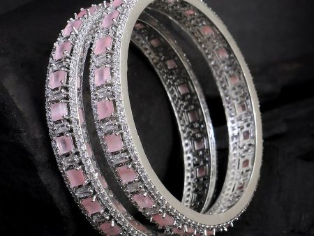 American Diamond Pink Partywear Bangles By House of Ree Discount