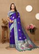 Lorenvalley Fashion Blue Soft Paithani Silk Woven Design Rich Meenakari Zari Weaving Pallu Saree Online Hot Sale