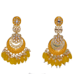 Yellow Gold Plated Beautifully Enamelled Stylish Kundan & Pearl Dangle Women Earrings|Meenakari Chandbali Traditional Ethnic Wear Earrings By House of Ree Online now