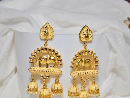 Pink Meenakari Enamel Square Jhumki Earrings By House of Ree Online now