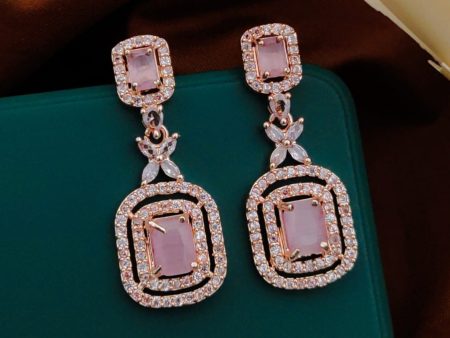 Pink American Diamond Party Earrings By House of Ree Cheap