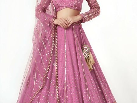 Aastha Fashion Women s Pink faux Georgette sequence With Thread And Jari Embroidery Work Lehenga Choli For Sale