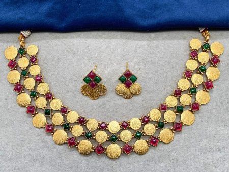 Gold Antique Choker Necklace Set By House of Ree Online Hot Sale