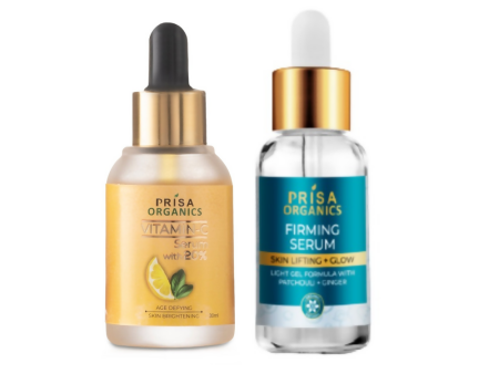 Prisa Organics 20% Vitamin C Face Serum and Skin Firming + Anti Ageing Face Serum Combo Fashion