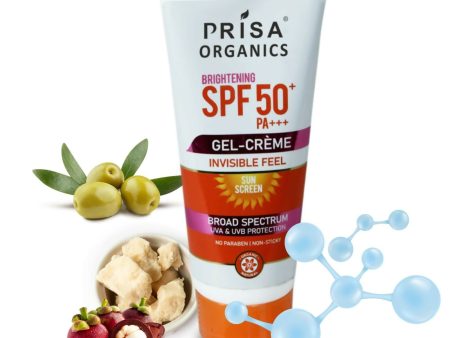 Prisa Organics Brightening Sun Screen SPF 50 PA+++ Invisible Feel Gel Cream For Sale