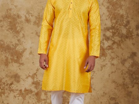 Bluesaanchi Men s Mango Banarasi Silk Kurta Set Online