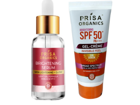 Prisa Organics Brightening Face Serum and Brightening Sun Screen SPF 50 PA+++ Combo Discount