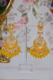 Yellow Gold Plated Beautifully Enamelled Stylish Kundan & Pearl Dangle Women Earrings|Meenakari Chandbali Traditional Ethnic Wear Earrings By House of Ree Online now