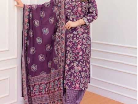 Indian Fashion Women Purple Embroidery Viscose Rayon Kurta, Pant And Dupatta Set Hot on Sale