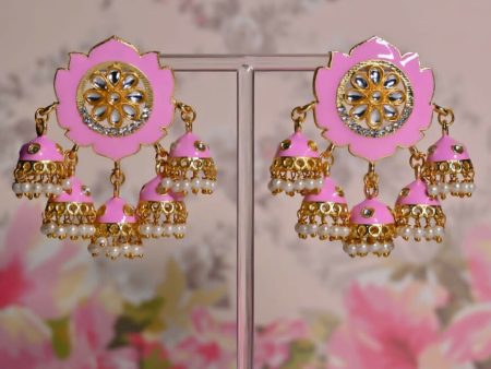 Pink Partywear Ethnic Jhumki Earrings By House of Ree Online Hot Sale