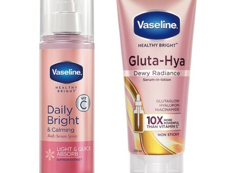 Vaseline Daily Hydration Combo - Gluta Hya Serum-In-Lotion & Daily Bright Body Serum Spray Discount