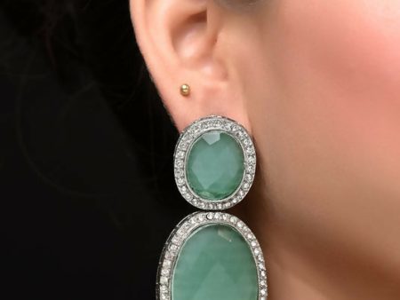 Mint Green Smart Dangler Earrings With Rhino Stone Border| Earring For Women And Girls By House of Ree Fashion