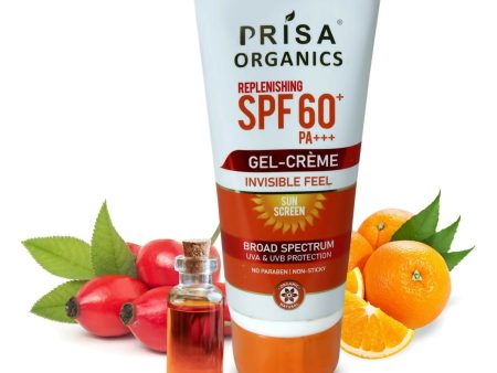 Prisa Organics Replenishing Sun Screen SPF 60 PA+++ Invisible Feel Gel Cream For Cheap