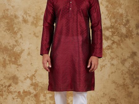 Bluesaanchi Men s Maroon Banarasi Silk Kurta Set Fashion