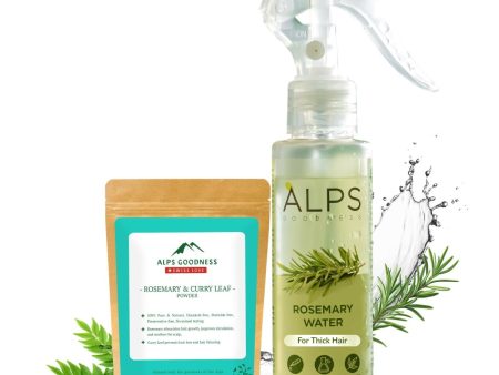 Alps Goodness Rosemary Hair Renewal Duo with Rosemary Water Spray and Rosemary & Curry Leaf Powder - Hair Growth Expert Supply