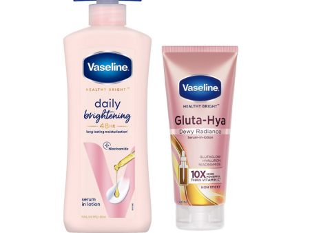 Vaseline Healthy Bright Daily Brightening Body Lotion & Gluta-Hya Dewy Radiance Serum-In-Lotion Combo on Sale