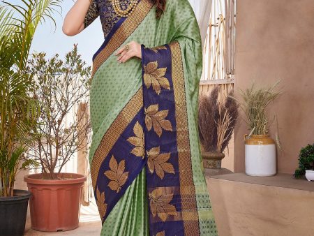 NOZ2TOZ Women Party Wear Aura Silk Saree with Unstitched Blouse - Sea Green Online Hot Sale