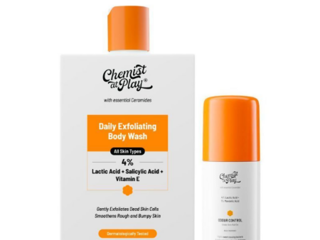 Chemist At Play Lactic Acid Exfoliating Body Wash & AHA Underarm Roll-On Combo For Cheap