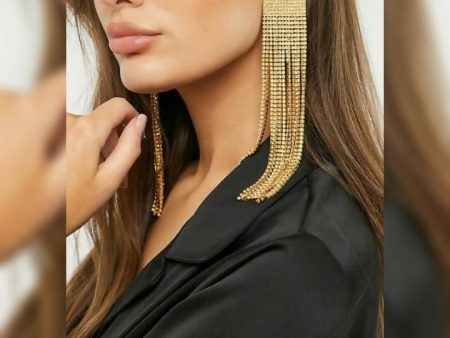 Golden Zircon Dangler Party Earring By House of Ree Online Hot Sale