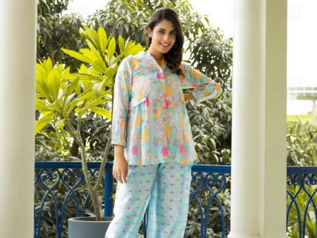 Casual Fashionable Multi Muslin Cotton co-ord set - Manya For Cheap