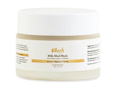 Vilvah Store Milk Mud Mask For Detan, Skin Brightening With Oat Milk Extract & Saffron Extract Hot on Sale