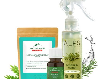 Alps Goodness Rosemary Hair Essentials Kit - Rosemary Water Spray , Rosemary Essential Oil & Rosemary & Curry Leaf Powder For Sale