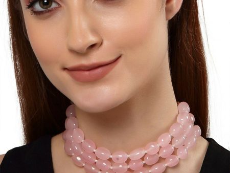 Pink Crystal Fancy Layered Choker Necklace By House of Ree Cheap