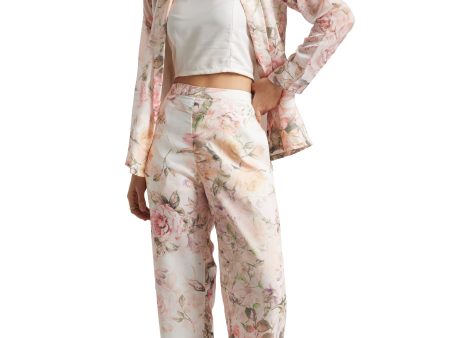 Zaccai Women s Beige Organza Floral Co-ord Set Cheap