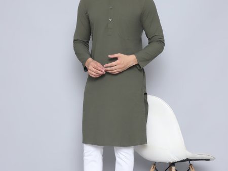 Even Apparels Men s Pure Cotton Green Kurta Online Hot Sale