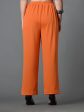 Myshka Women s Solid Ribbed High-Rise Wide Leg Casual Trousers in Orange Color Supply