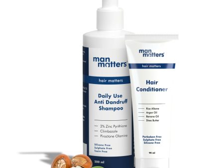 Man Matters Daily Use Anti Dandruff Shampoo & Hair Conditioner Combo - Targets Dandruff, Reduces Flakes, Nourishes Hair & Reduces Frizz Supply