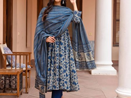 NOZ2TOZ Women Blue Printed Viscose Rayon Kurta, Pant And Dupatta Set For Discount