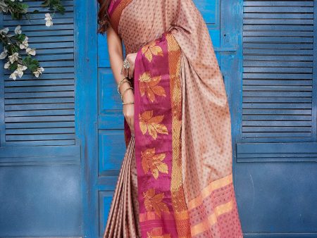 NOZ2TOZ Women Party Wear Aura Silk Saree with Unstitched Blouse - Peach Online Hot Sale