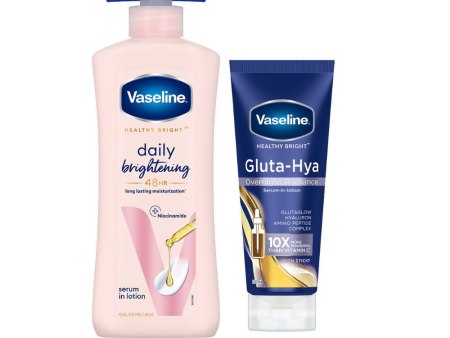 Vaseline Healthy Bright Daily Brightening Body Lotion & Gluta-Hya Overnight Radiance Serum-In-Lotion Combo Fashion