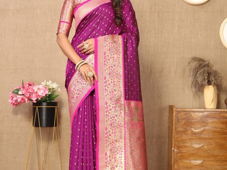 Lorenvalley Fashion Magenta Soft Silk weaving Design Rich Zari Weaving Saree Online Hot Sale