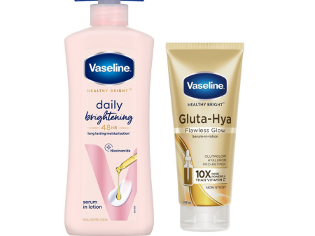 Vaseline Healthy Bright Daily Brightening Body Lotion & Gluta-Hya Flawless Glow Serum-In-Lotion Combo Online Sale