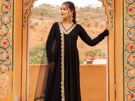 Pomcha Jaipur Gaurangi Black Rose Cotton Anarkali Set Online Hot Sale