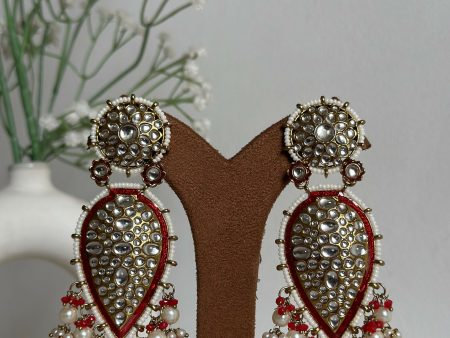 Red Kundan Drop Earrings By House of Ree Hot on Sale