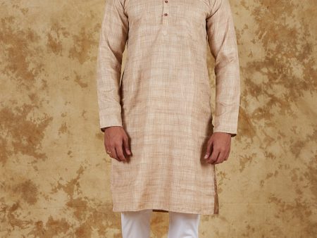 Bluesaanchi Men s Khaki Textured Kurta Set Cheap