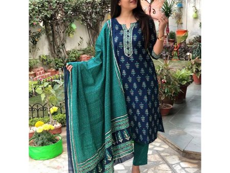 NOZ2TOZ Women Blue Printed Viscose Rayon Kurta And Pant Set Cheap