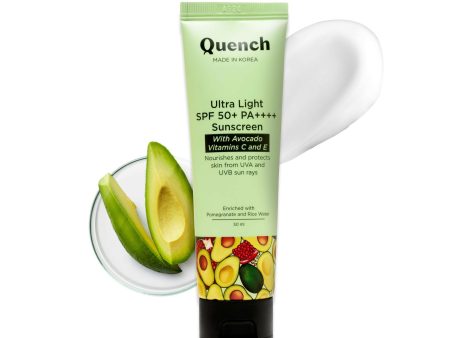 Quench Vitamin E Ultra Light SPF 50+ PA++++ Sunscreen for Glowing Skin - Korean Skincare For Discount