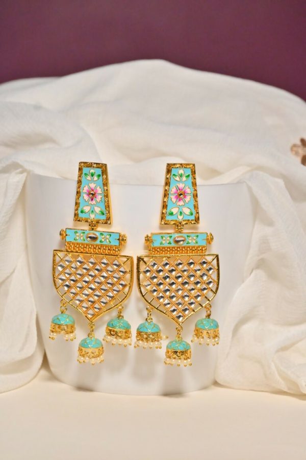 Green Traditional Gold-Plated Meenakari Jhumka Jhumki Earrings Indian Jewellery For Women Girls By House of Ree Hot on Sale