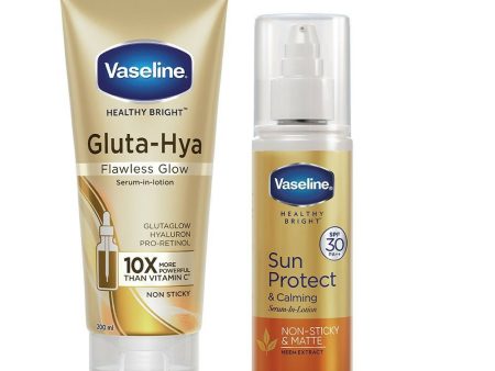 Vaseline Gluta Hya & Sun Protect Calming Body Serum Combo Hot on Sale