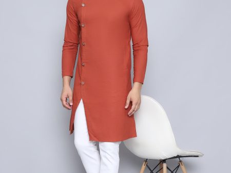 Even Apparels Men s Pure Cotton Rust Sherwani Kurta Online now